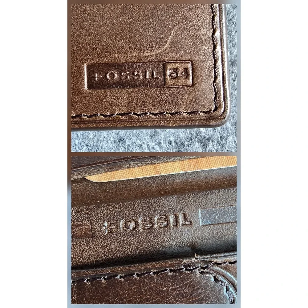Fossil Men's Derrick RFID-Blocking Bifold Wallet brown distressed leather NWOT